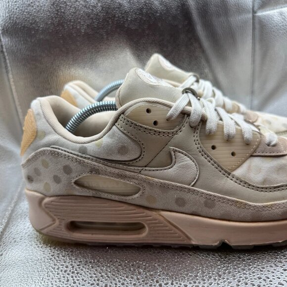 Size 11 Nike Air Max 90 Womens Beige Shimmer Polka‎ Dot Sneakers CZ1929-200 - Picture 2 of 11